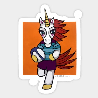 Rugby Unicorn - Running with Ball - Animals of Inspiration Sticker